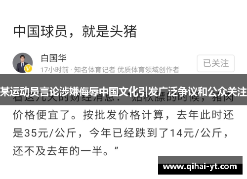 某运动员言论涉嫌侮辱中国文化引发广泛争议和公众关注